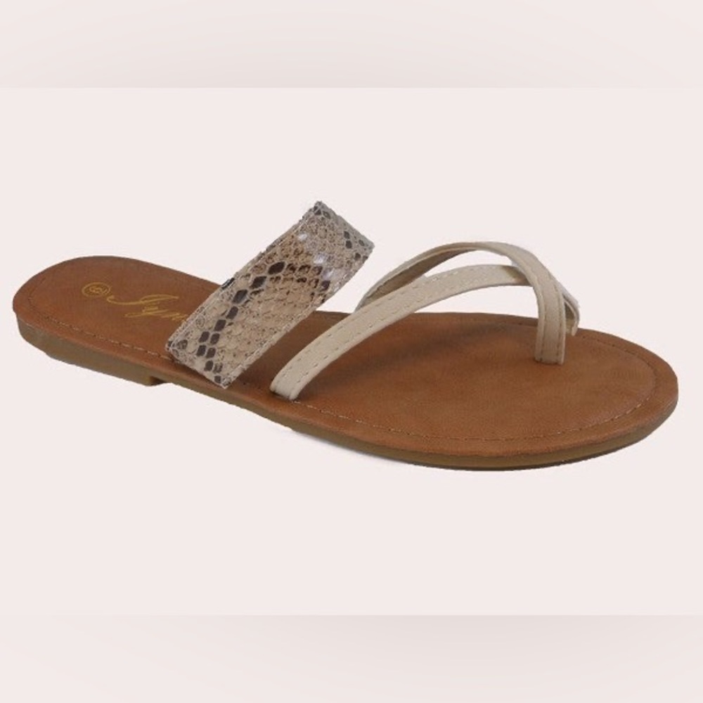 NIB tan snakeskin sandals size 8